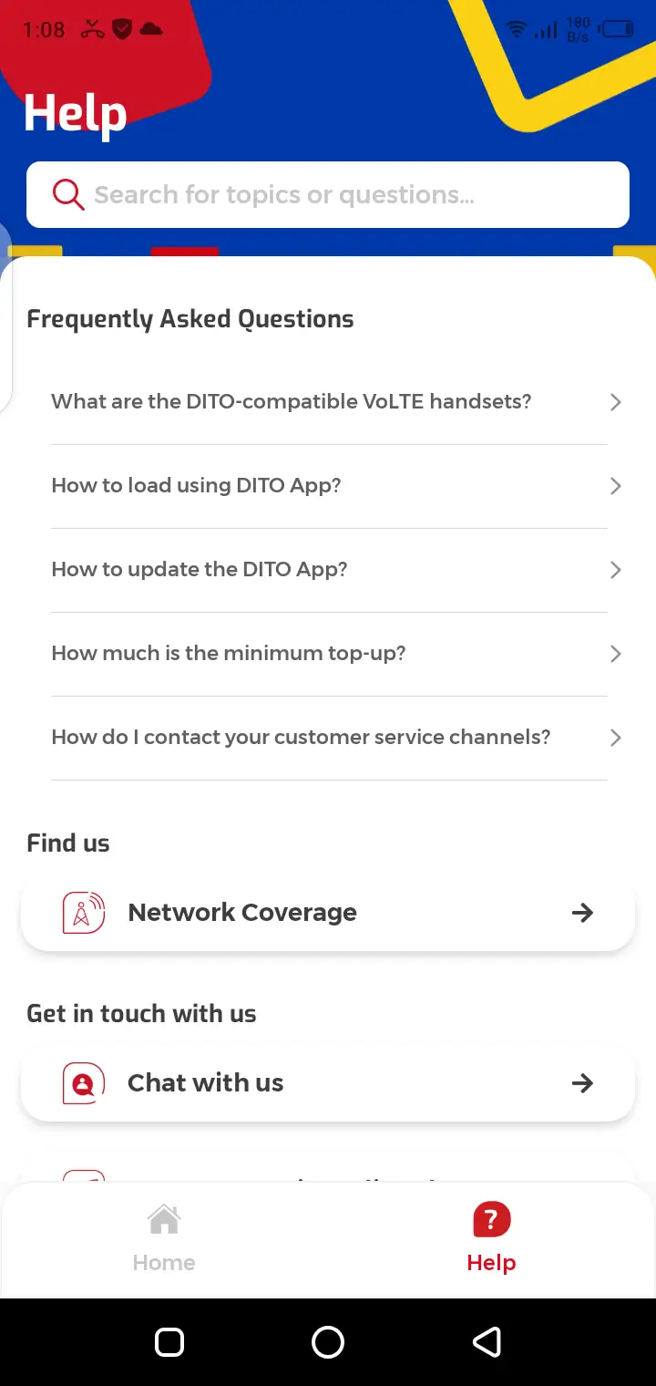 Screenshot of DITO App
